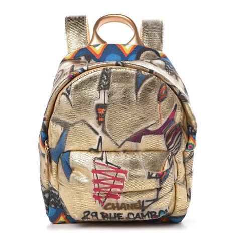 chanel graffiti printed canvas backpack with multi colored ropes|Chanel backpack gabrielle.